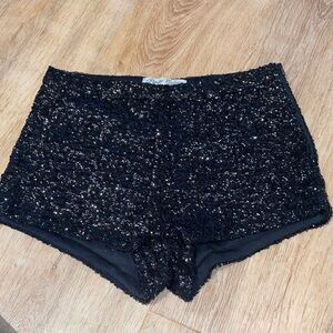 All Black Festival Sequin High Waist Shorts